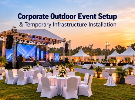 Corporate Outdoor Event Setup and Temporary Infrastructure Installation