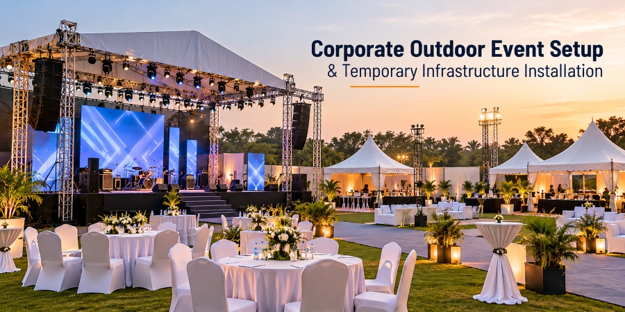 Corporate Outdoor Event Setup and Temporary Infrastructure Installation